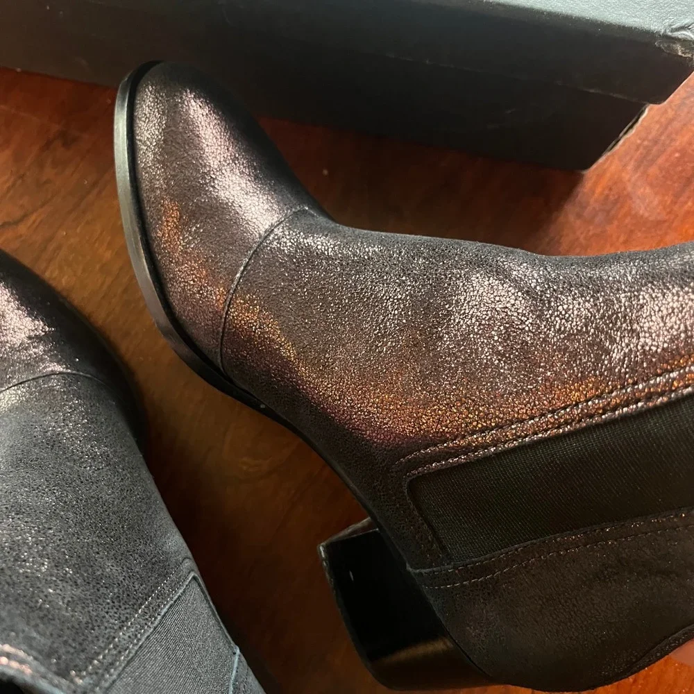 Rag & Bone Walker Boot Copper Metallic Crackle Leather Ankle Bootie EU 37 US‎ 7